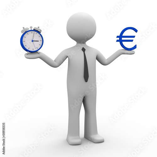 Illustration: 3d Männchen Zeit ist Geld (Euro) 3d Männchen Zeit ist Geld (Euro)