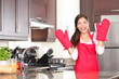 Happy baking cooking woman