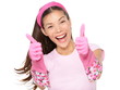 Cleaning woman thumbs up excited Cleaning woman thumbs up excited