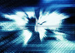 Blasting world map hi-tech background.