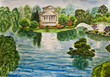 House with park, painting House with park, painting
