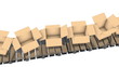 Cardboard boxes moving on conveyor belt, loopable