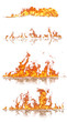 High resolution fire collection, isolated on white background
