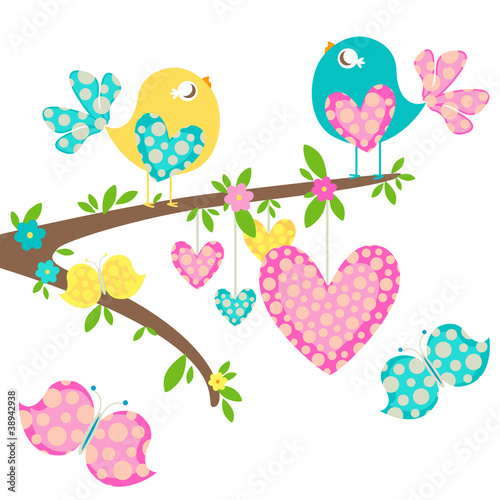 Vector: spring birds spring birds