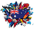 Photographie : Graffiti Australia flag pop art aussie illustration