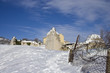 The ruins, the snow and the blue sky
