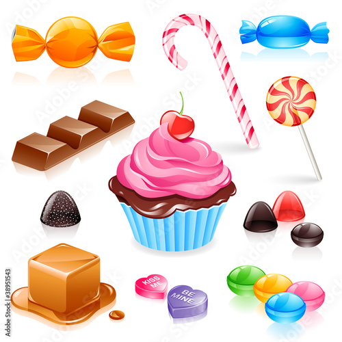 Vector: Set of various candy elements Set of various candy elements