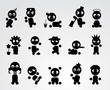 Vector: Black funny people icons Black funny people icons