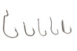 Fishing hooks on white