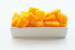 Mango Cubes on a white dish