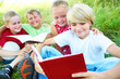 Children read a book