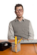 Office Worker with novelty glasses on