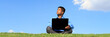 businessman with laptop outdoors