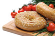 Photo: Fresh bagels, tomatoes and chives Fresh bagels, tomatoes and chives