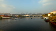 Pleasure boats time lapse on vltava river in Prague