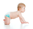 funny baby goes down on all fours