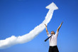 success businessman with business growing graph cloud success businessman with business growing graph cloud