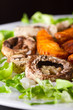 Grilled mushrooms and potato
