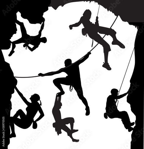 Vector: Climbing illustration set on the rock Climbing illustration set on the rock