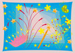 Fantastic background with a crown and a magic wand