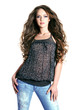 beautiful fashion model  with long hairs