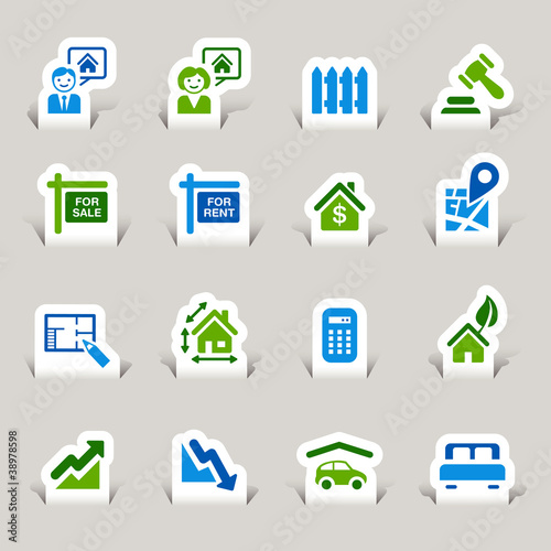 Vector: Paper Cut - Real estate icons Paper Cut - Real estate icons
