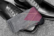 Black leather shoes with Argyle socks