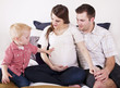 Foto: Boy touches his pregnant mother's big stomach Boy touches his pregnant mother's big stomach