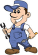 Mechanic with spanner and screwdriver