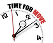 White clock with words Time for Move on its face