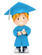 3D render of a boy with certificate