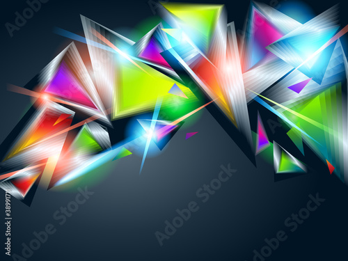 Vector: Abstract background from colorful glowing triangles. Vector illu Abstract background from colorful glowing triangles. Vector illu
