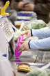 Cashier registering barcode at supermarket