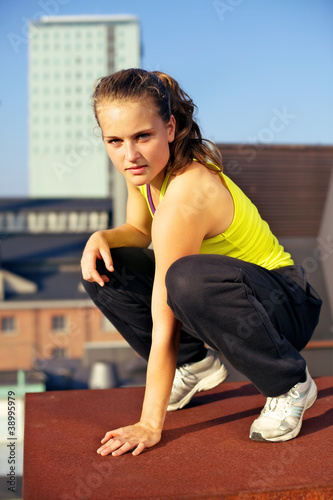 Photo: Parkour On Urban Building Rooftop Parkour On Urban Building Rooftop