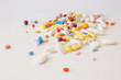 Multi-colored pills on the table
