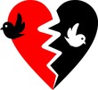broken heart with two birds