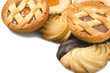 Mix of pastry, italian homemade on the white Mix of pastry, italian homemade on the white