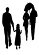 silhouettes parapluie famille