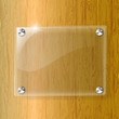 Glass plate on Wood background