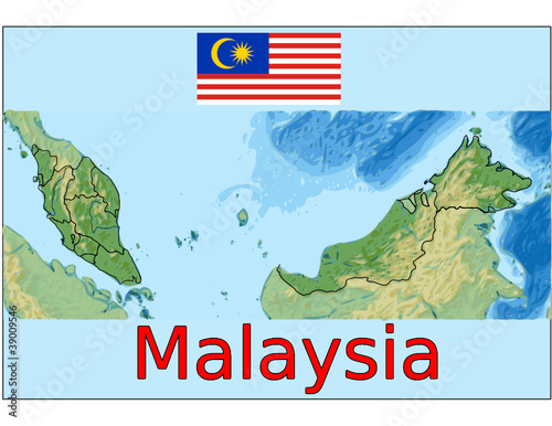 malaysia asia map flag emblem