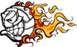 Volleyball Ball Flaming Face Vector Image