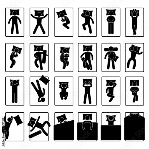 Vector: Sleep Sleeping Position Style Posture Method Bed Sleep Sleeping Position Style Posture Method Bed