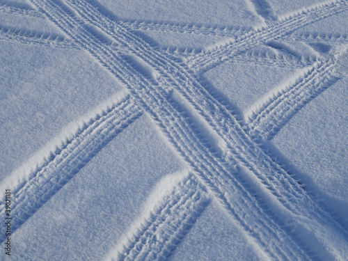 Photo: Car tracks on the snow Car tracks on the snow