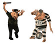 Cop und Häftling als Schweine Comic