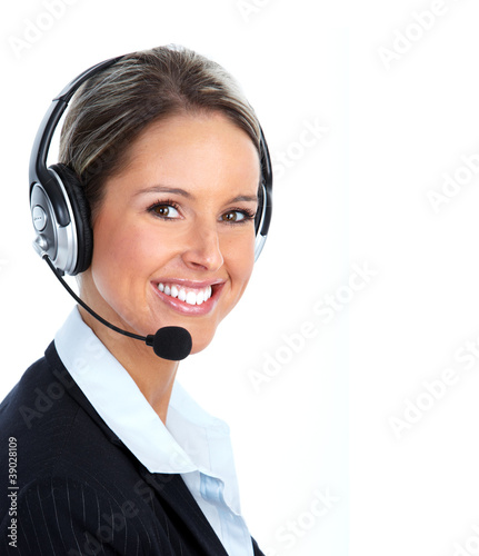 Photo: Call customer center operator. Call customer center operator.