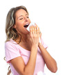 Sneezing woman having cold.