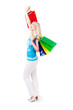 junge blonde Frau mit Einkaufstaschen