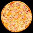 pizza with ham and mushrooms, isolated