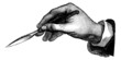 Position of the knife held like a pen, vintage engraving.