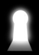 Illustration: white shiny keyhole over black background white shiny keyhole over black background